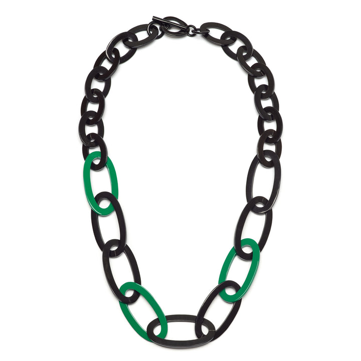 Branch Jewellery - Emerald green and black oval link statement necklace