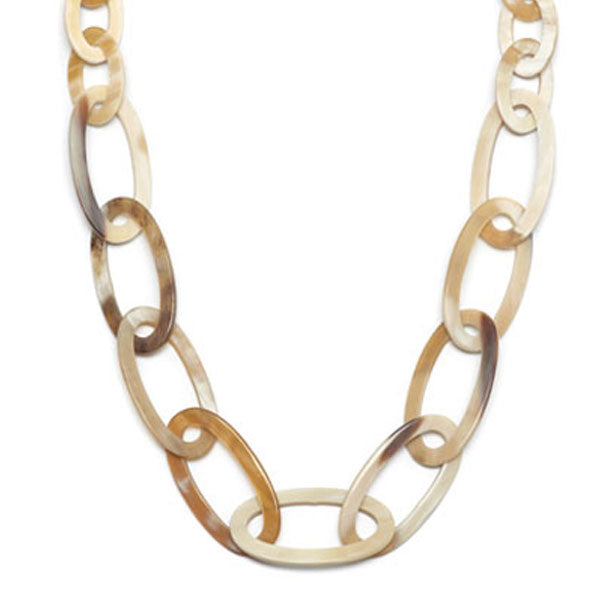 Branch jewellery - oval link white natural buffalo horn necklace