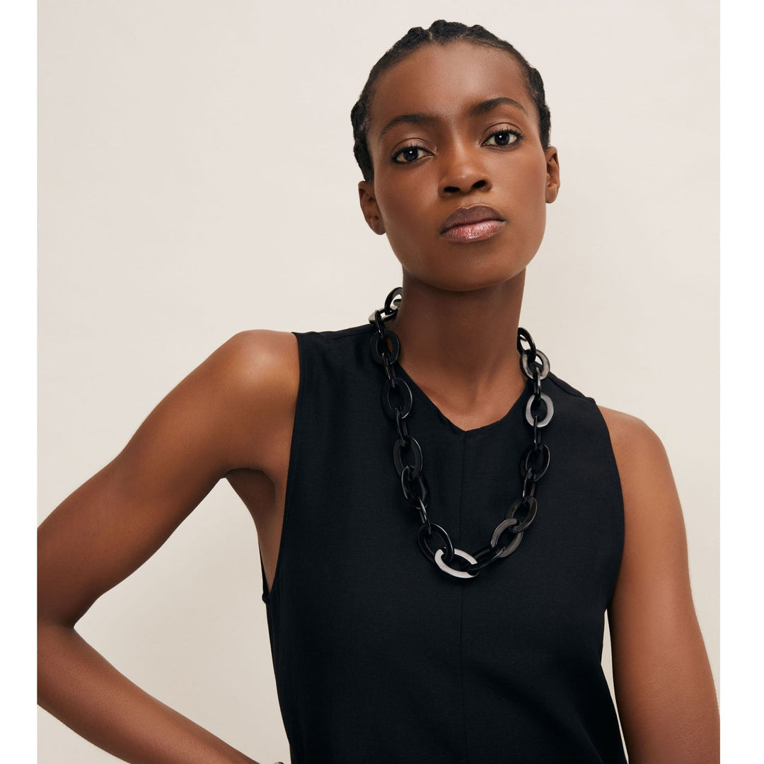 Branch Jewellery - black lacquered oval link necklace