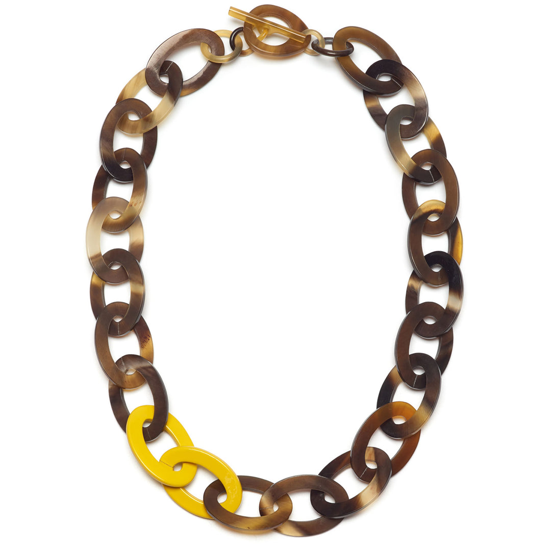 Branch Jewellery - yellow and brown oval link necklace