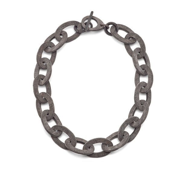 Branch jewellery - oval link grey natural buffalo horn necklace