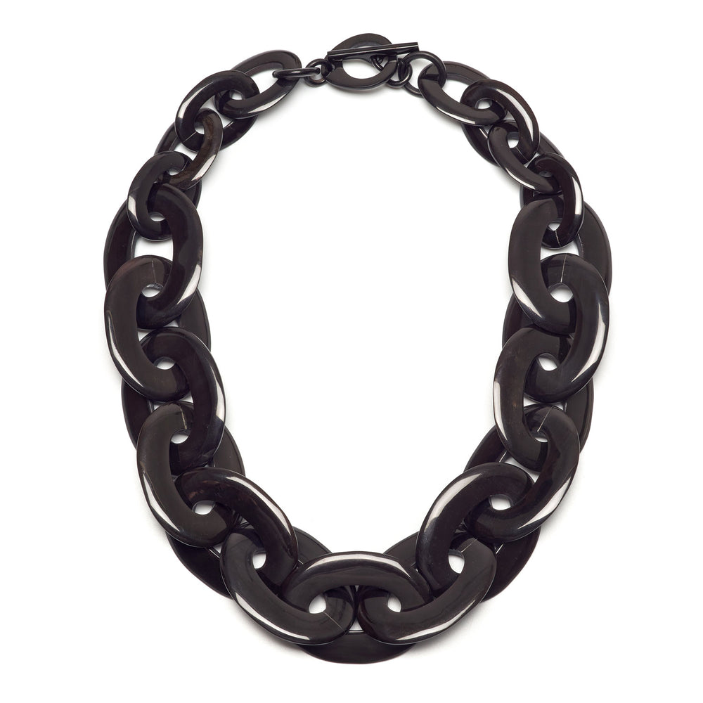Branch Jewellery - Chunky black horn oval link  statement necklace
