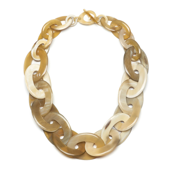 Branch Jewellery - Chunky white natural horn oval link statement necklace