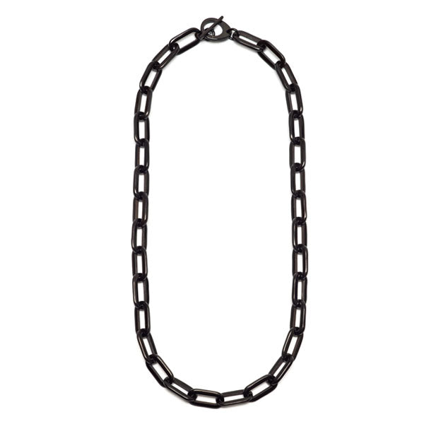 Branch jewellery - long rectangle link black buffalo horn necklace
