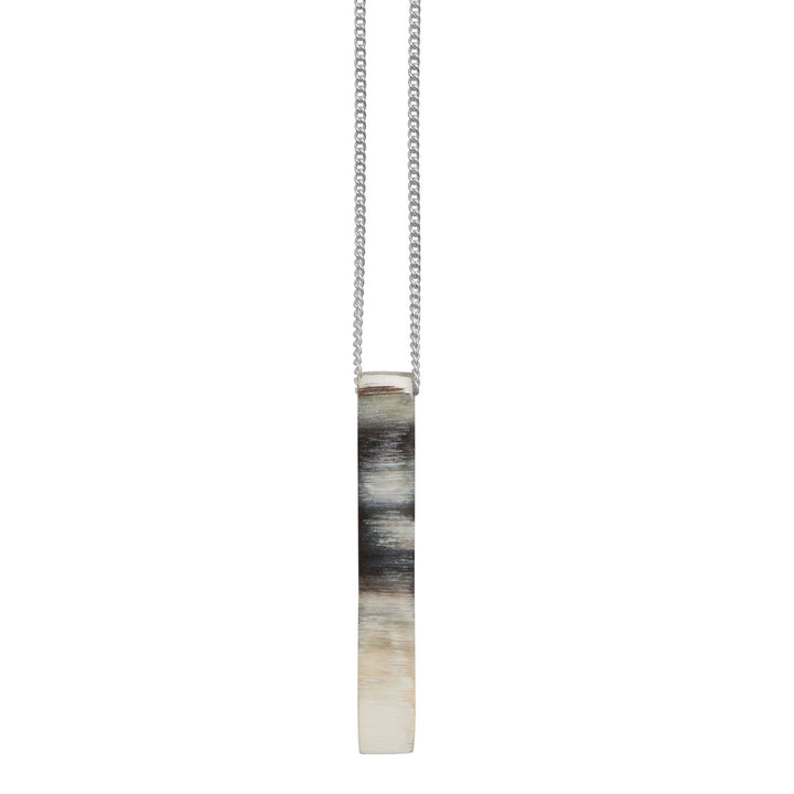 Branch Jewellery - Silver and black natural horn rectangular pendant