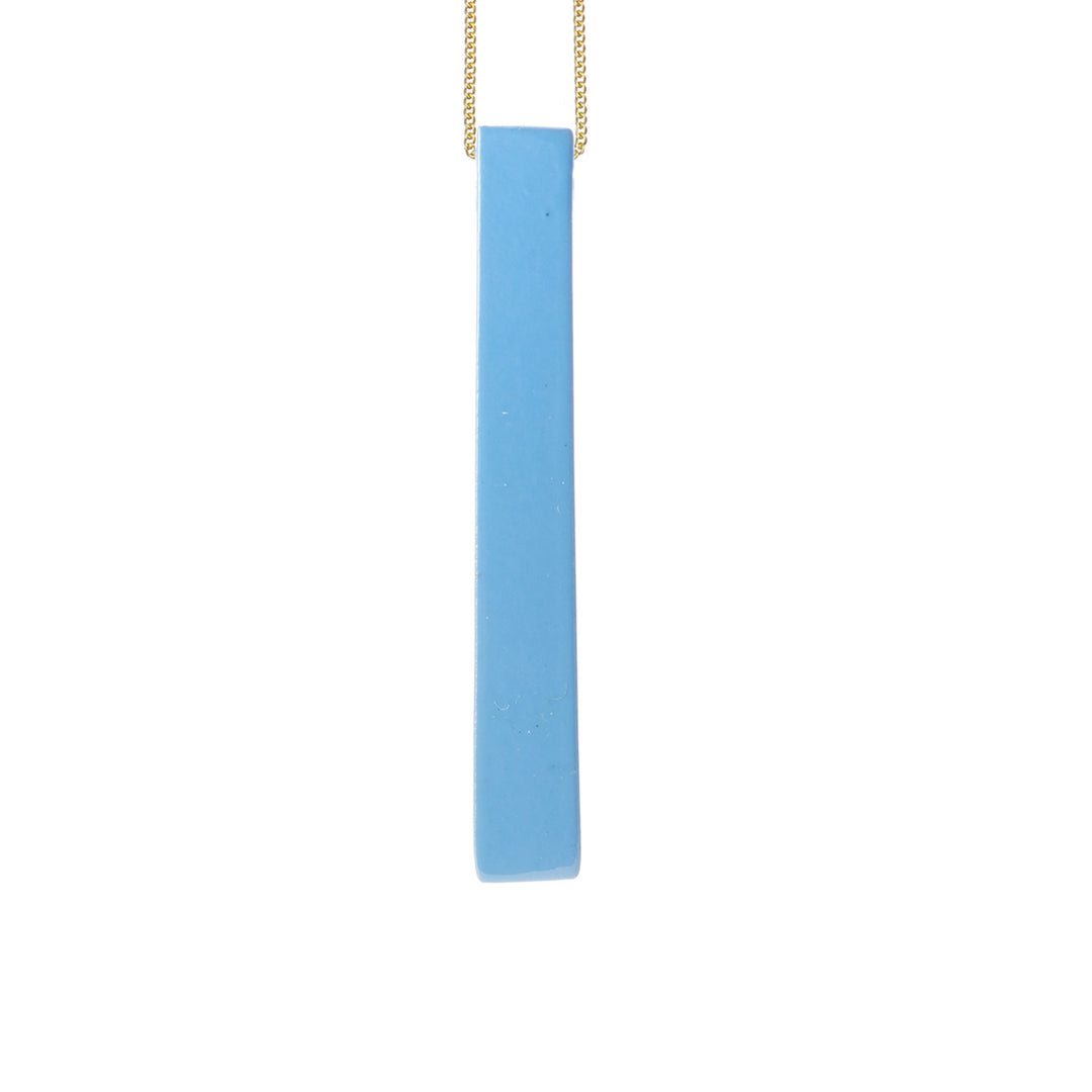 Lacquered blue rectangle pendant - Silver