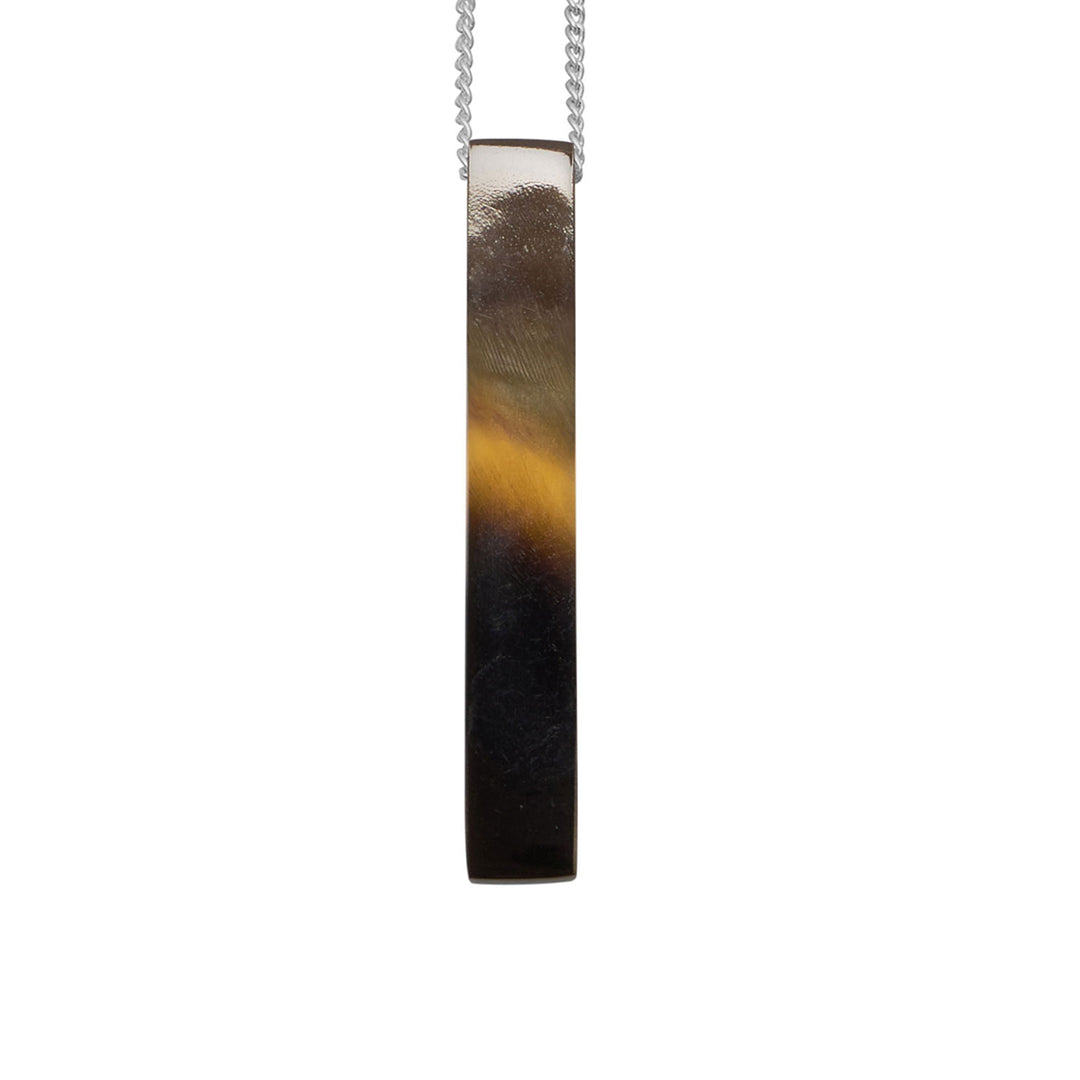 Branch Jewellery - Silver and brown natural horn rectangular pendant