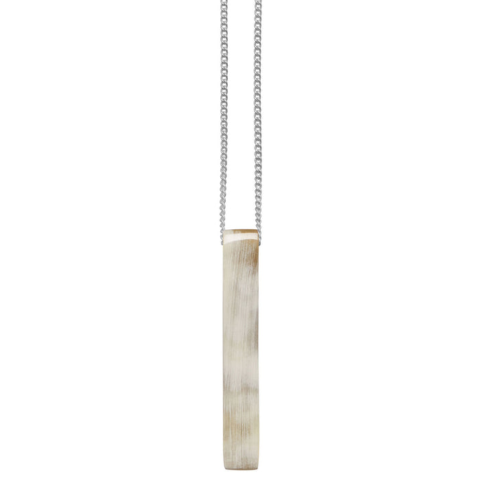 Branch Jewellery - Silver and white natural horn rectangular pendant