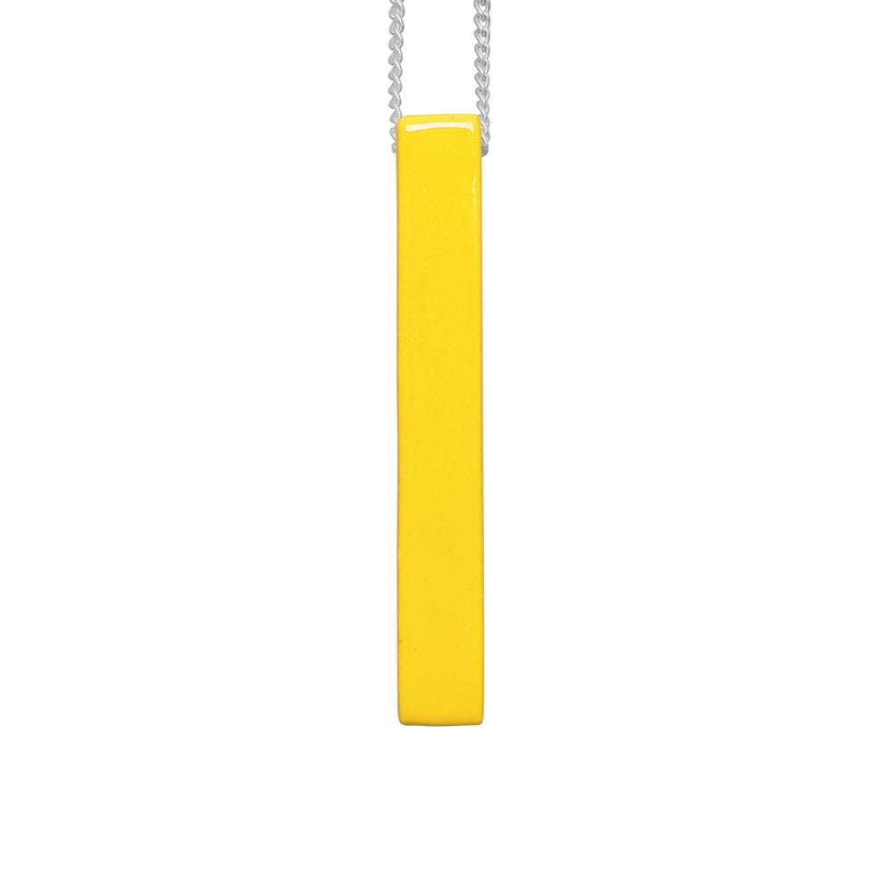 Branch Jewellery - Silver and yellow lacquered horn rectangular pendant