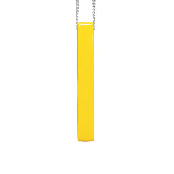 Branch Jewellery - Silver and yellow lacquered horn rectangular pendant