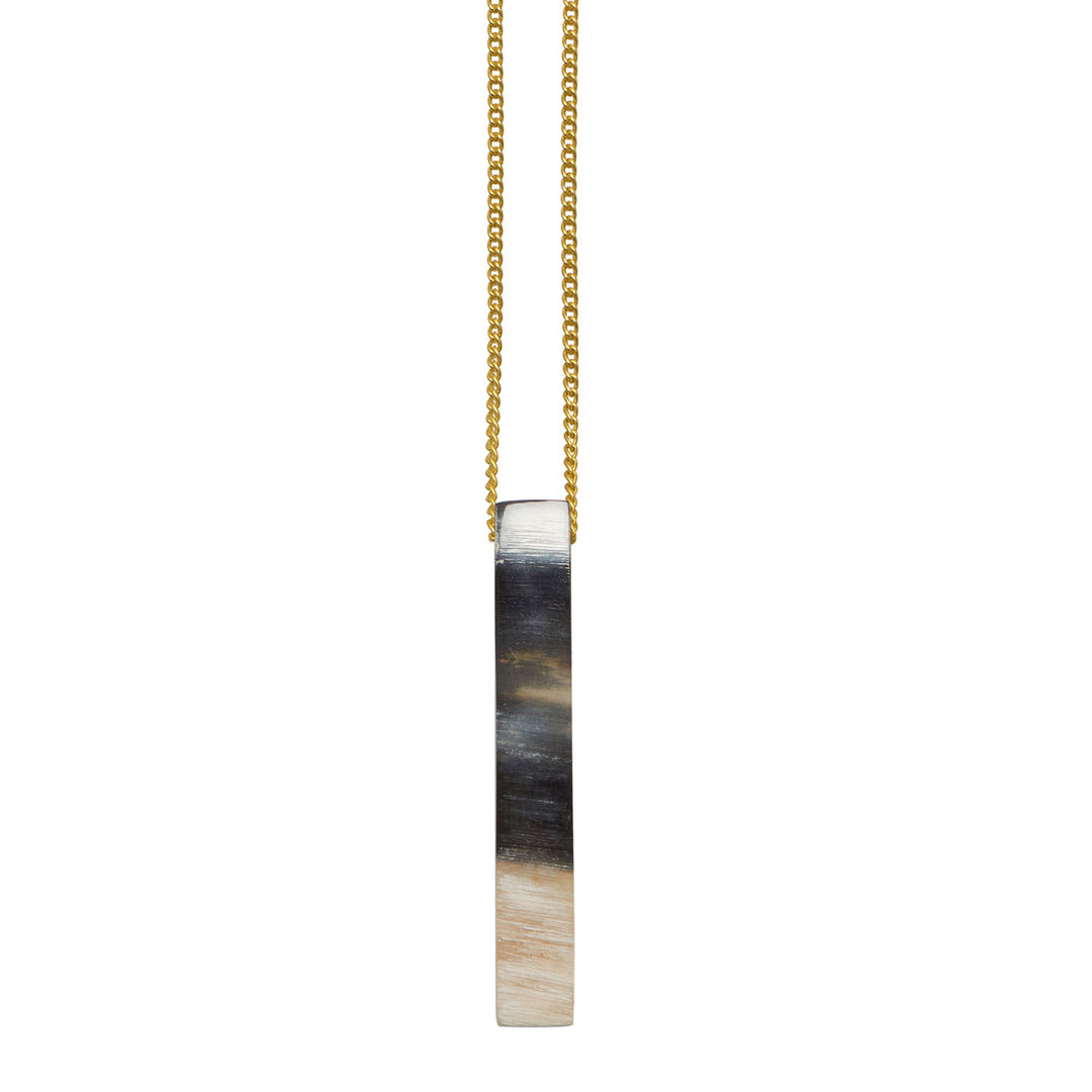 Branch Jewellery - Gold and natural black horn rectangular pendant