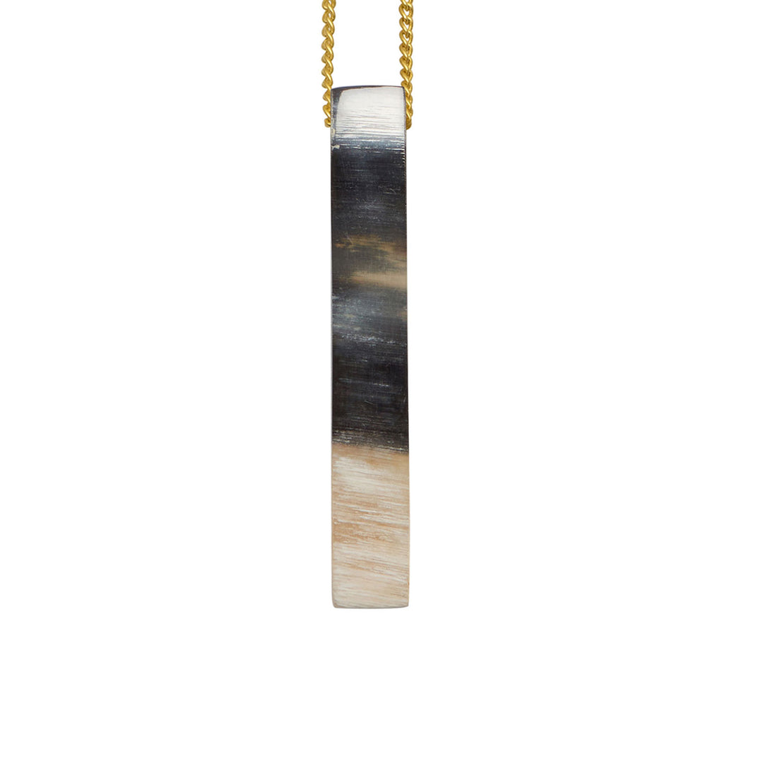 Branch Jewellery - Gold and natural black horn rectangular pendant