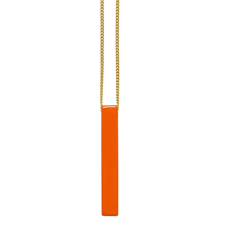 Branch Jewellery - Gold and orange lacquered horn rectangular pendant
