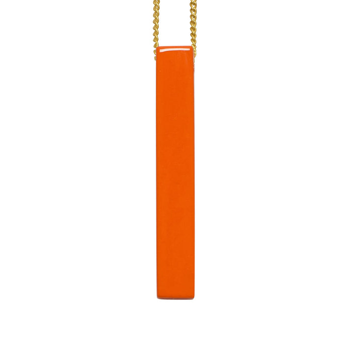 Branch Jewellery - Gold and orange lacquered horn rectangular pendant