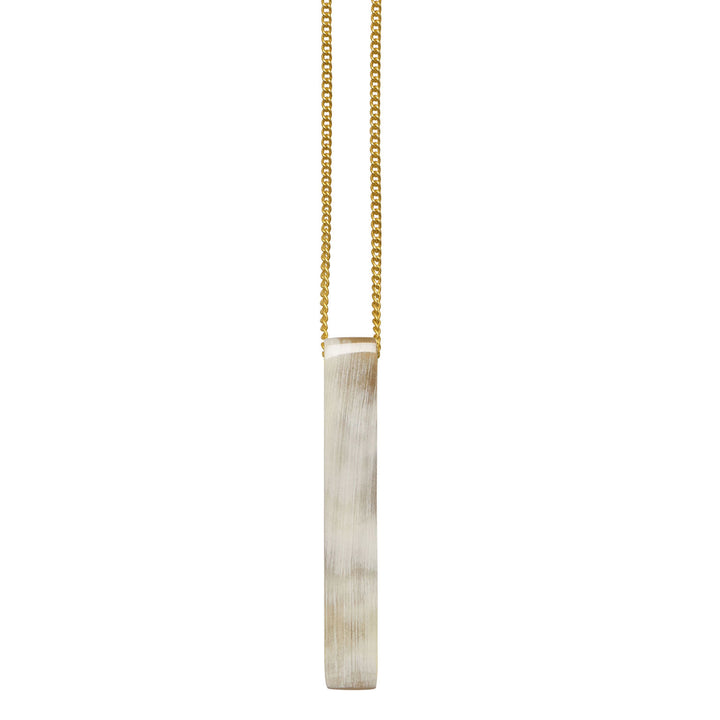Branch Jewellery - Gold and natural white horn rectangular pendant