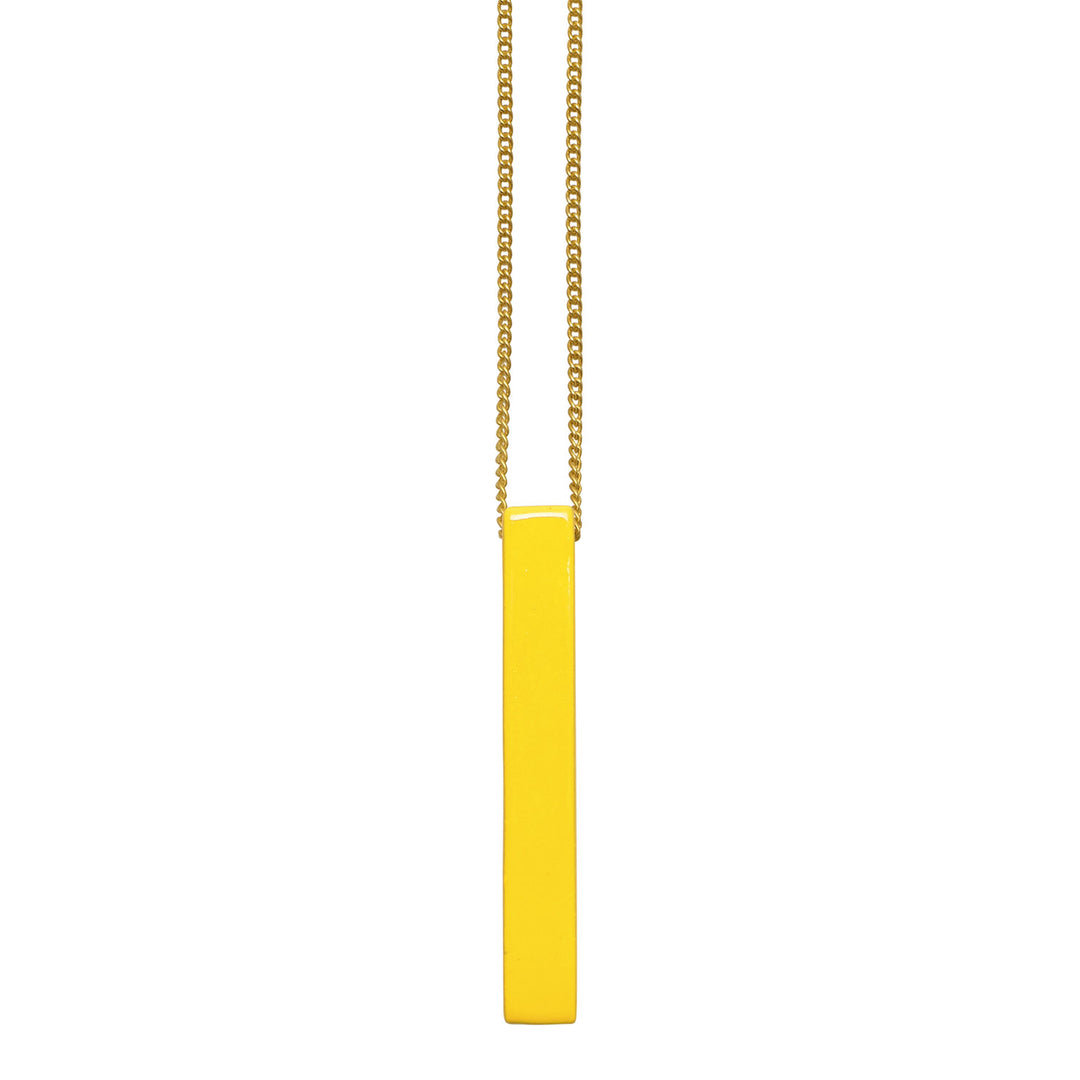 Branch Jewellery - Gold and yellow lacquered horn rectangular pendant