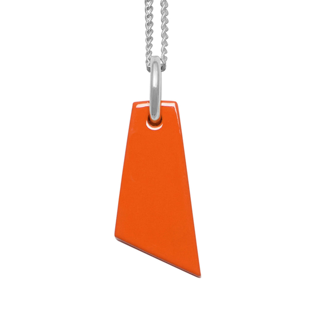 Branch Jewellery - Silver and orange lacquered shaped horn pendant.