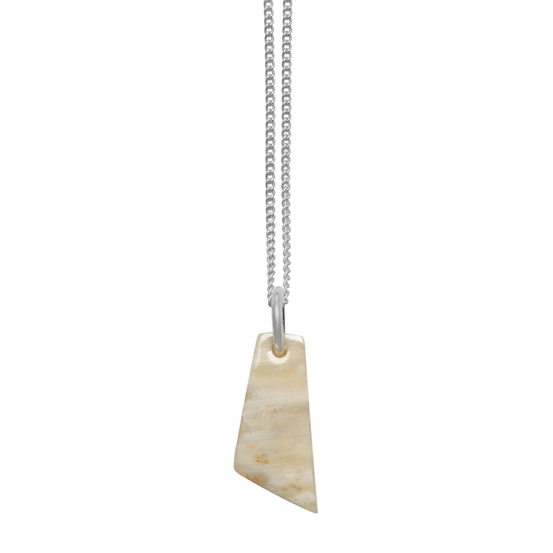 Branch Jewellery - Silver and natural white shaped horn pendant.