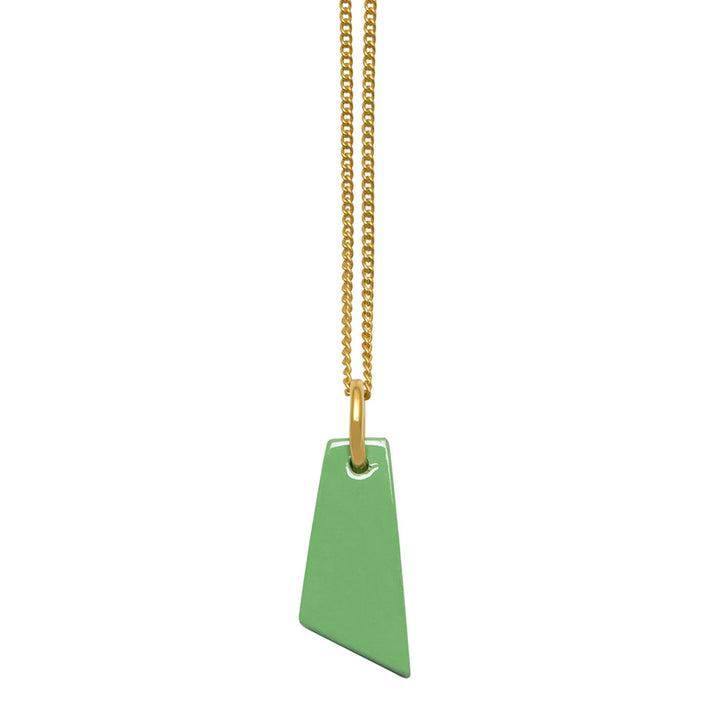 Branch Jewellery - Gold and mint green lacquered horn shaped pendant