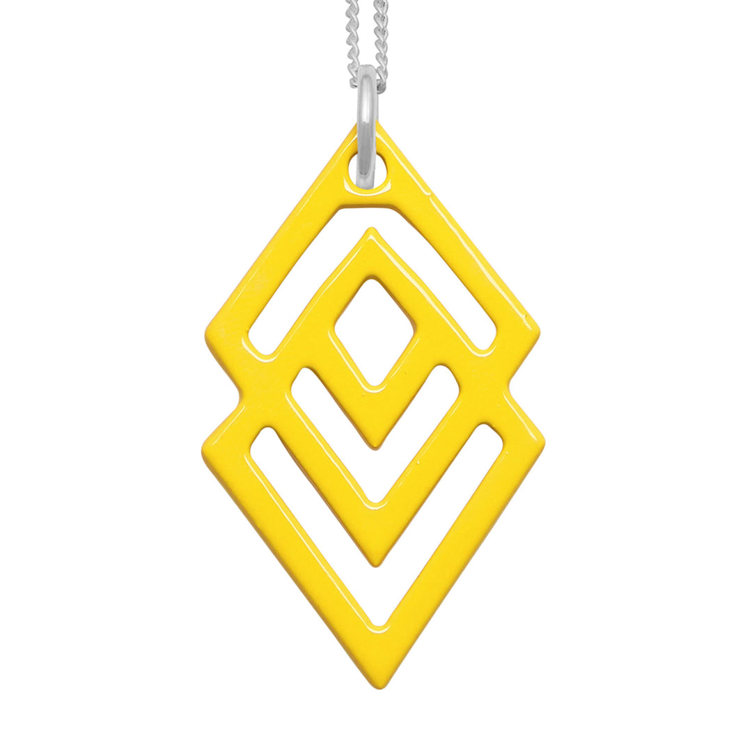 Branch Jewellery -yellow and silver lacquered geometric shaped pendant