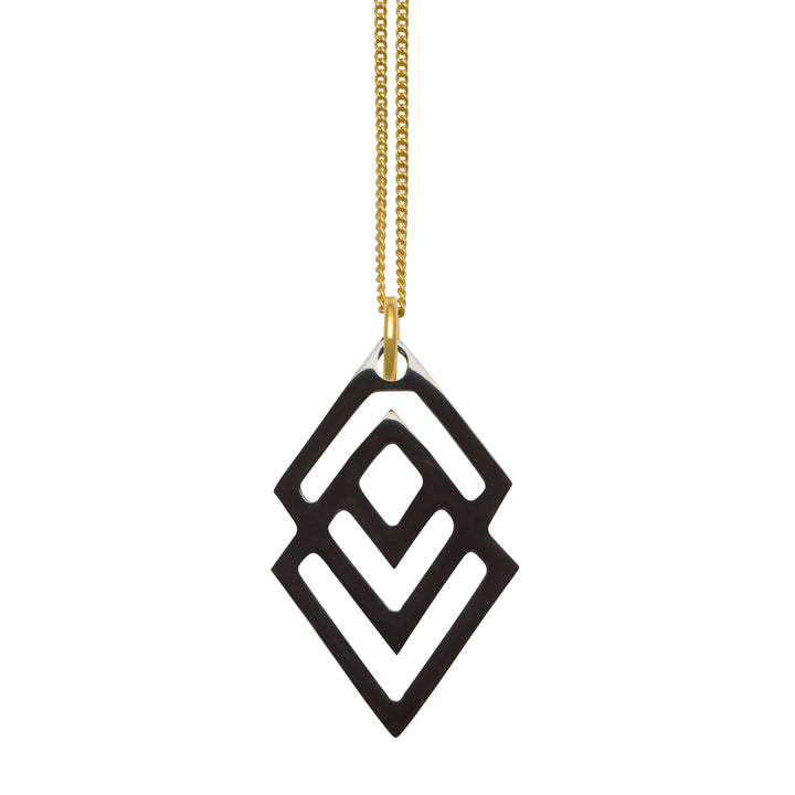Branch Jewellery  - Black and gold lacquered geometric shaped pendant