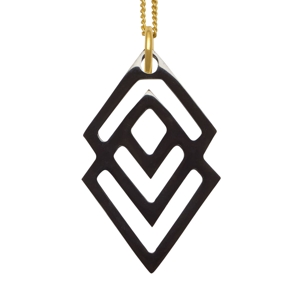Branch Jewellery - Black and gold lacquered geometric shaped pendant