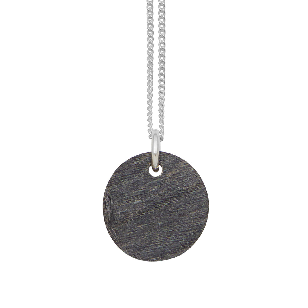 Grey Natural reversible disc pendant - Silver