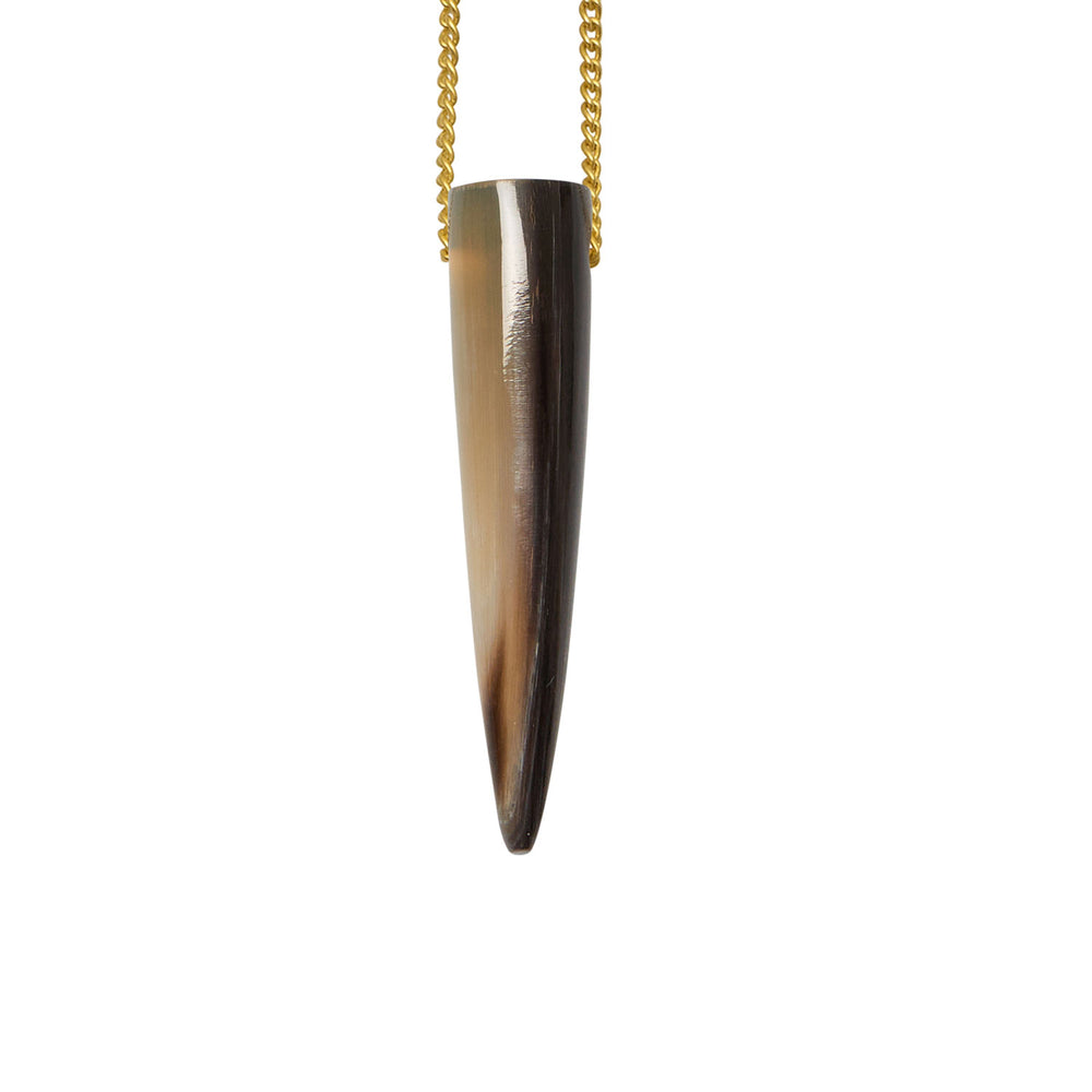 Branch Jewellery - White Natural horn tusk shaped pedant on gold chain