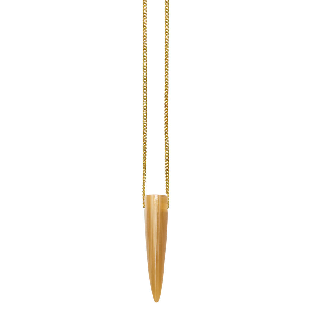 Branch Jewellery - White Natural horn tusk shaped pedant on gold chain