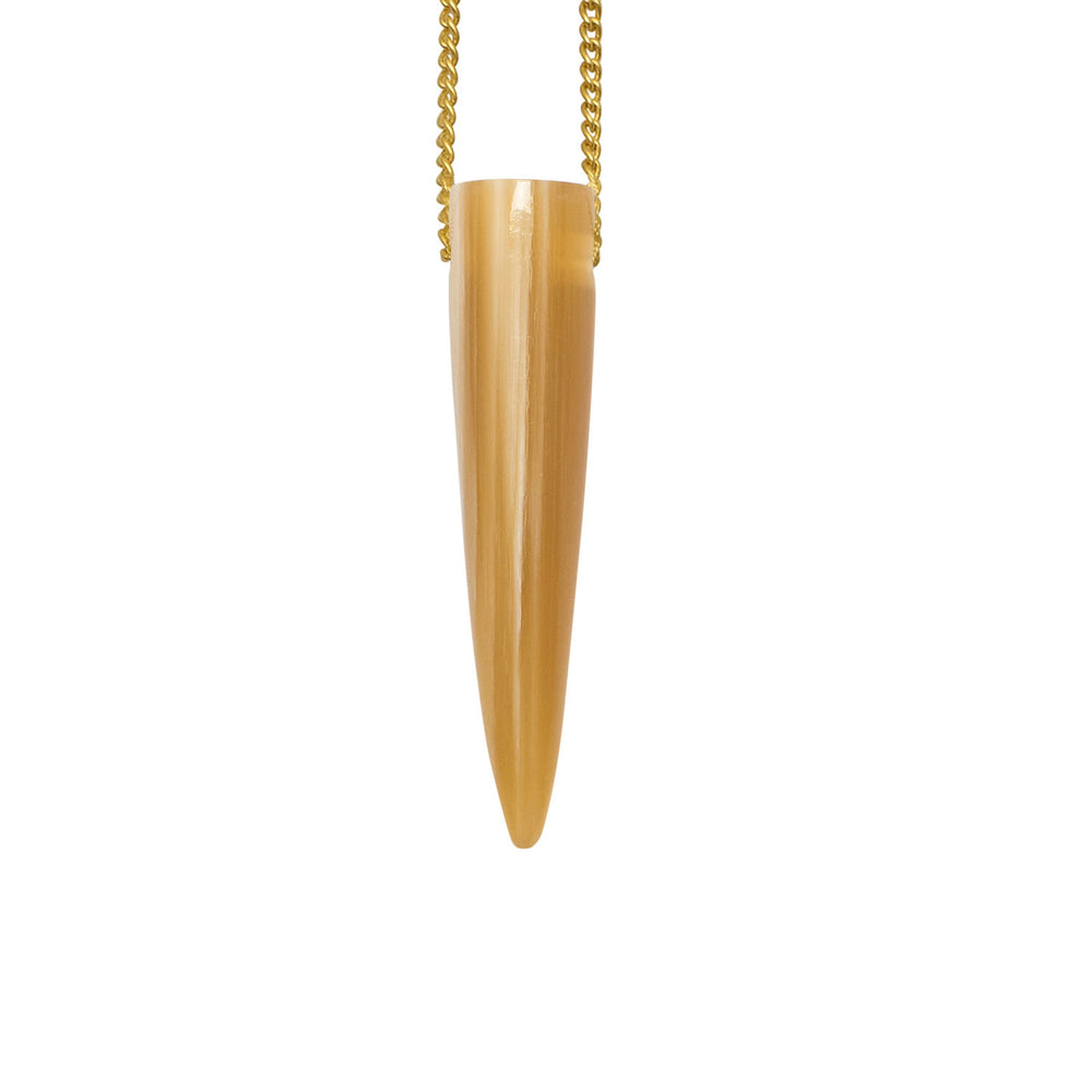 Branch Jewellery - White Natural horn tusk shaped pedant on gold chain