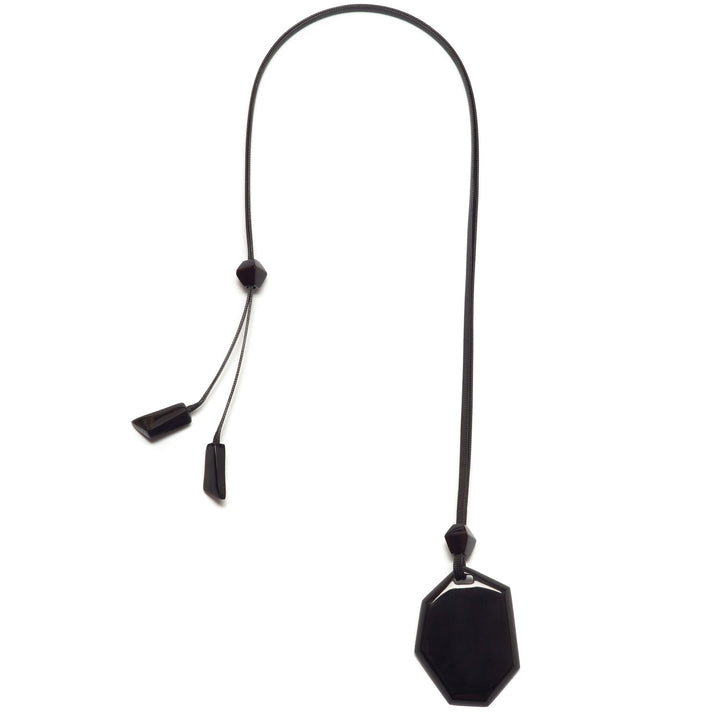 Branch Jewellery - Black horn and vegan leather abstract shaped pendant 