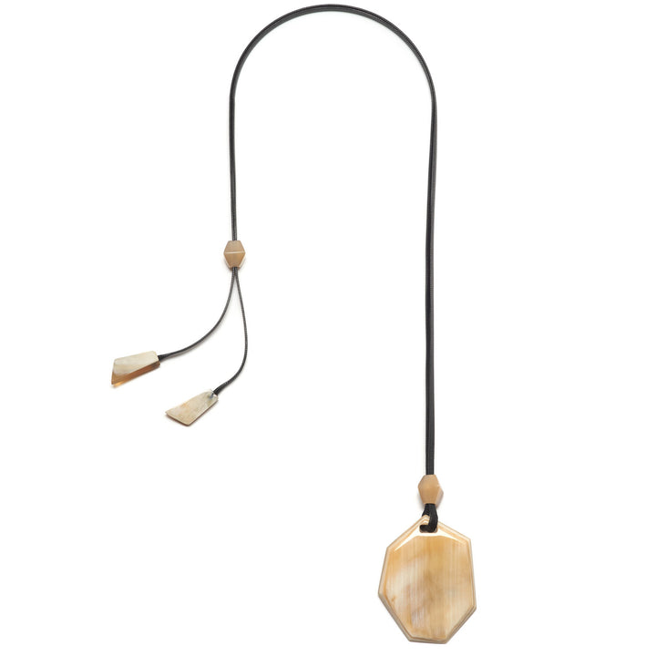 Branch Jewellery - White natural horn and vegan leather abstract shaped pendant