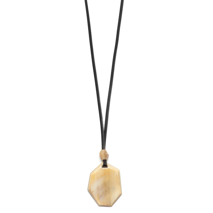 Branch Jewellery - White natural horn and vegan leather abstract shaped pendant