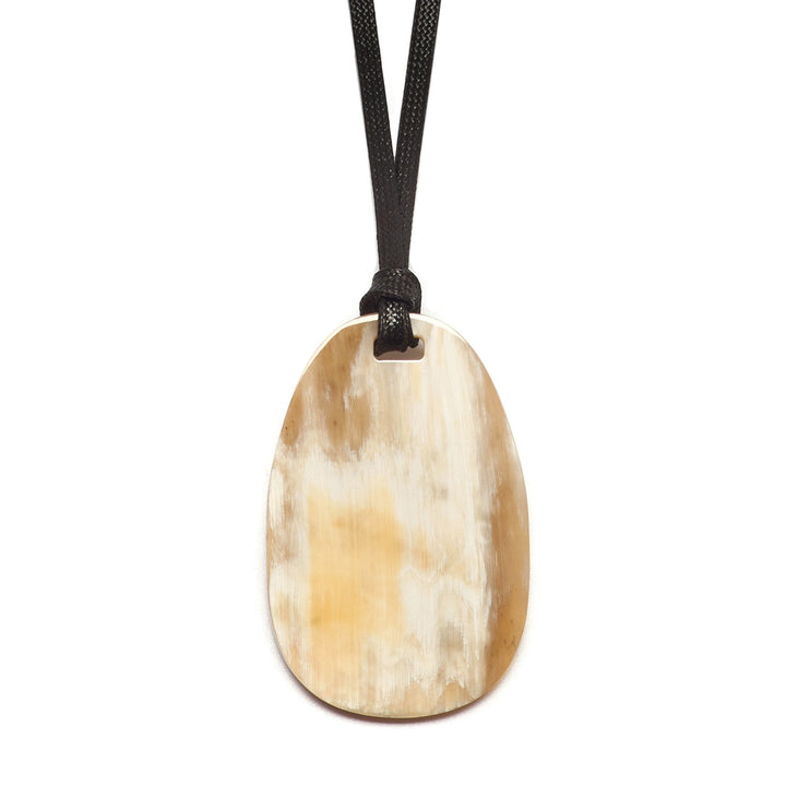 Branch Jewellery - White natural horn and vegan leather oval shaped pendant