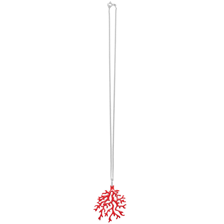 Branch Jewellery - Pink lacquered horn coral shaped pendant on silver chain