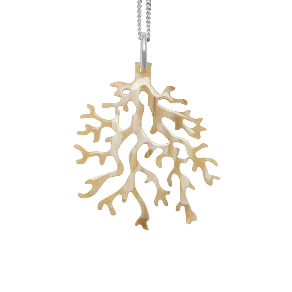 Branch Jewellery - White natural horn coral shaped pendant on silver chain