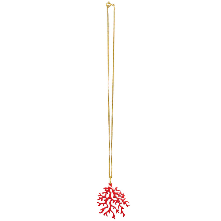 Branch Jewellery - Pink lacquered horn coral shaped pendant on a gold plated chain