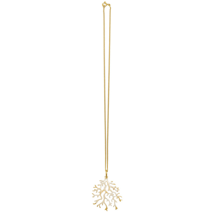 Branch Jewellery - White natural horn coral shaped pendant on a gold plated chain