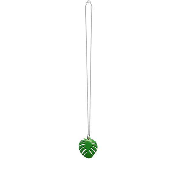 Branch Jewellery - Green Lacquered horn palm leaf pendant on silver chain