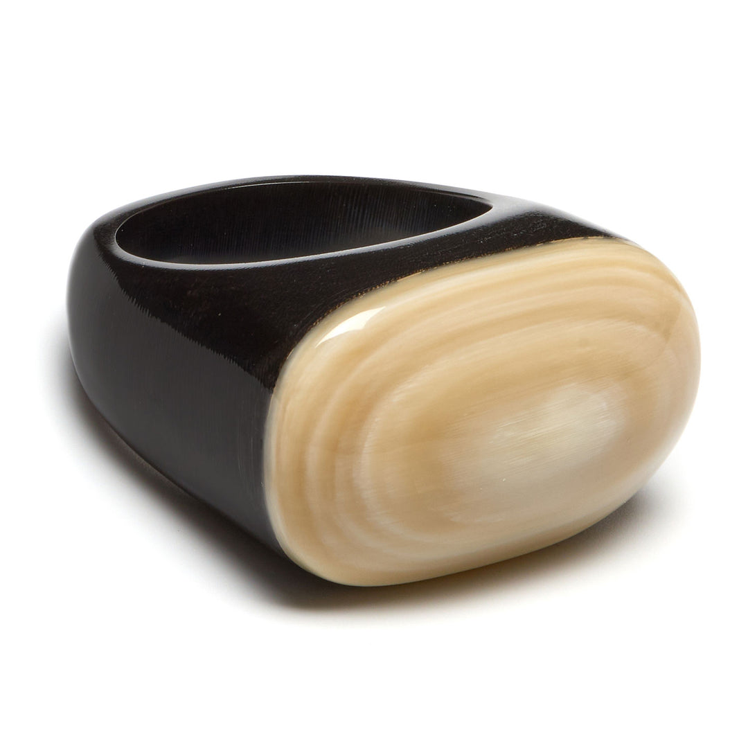 Branch Jewellery - Black and white natural horn oval shaped ring