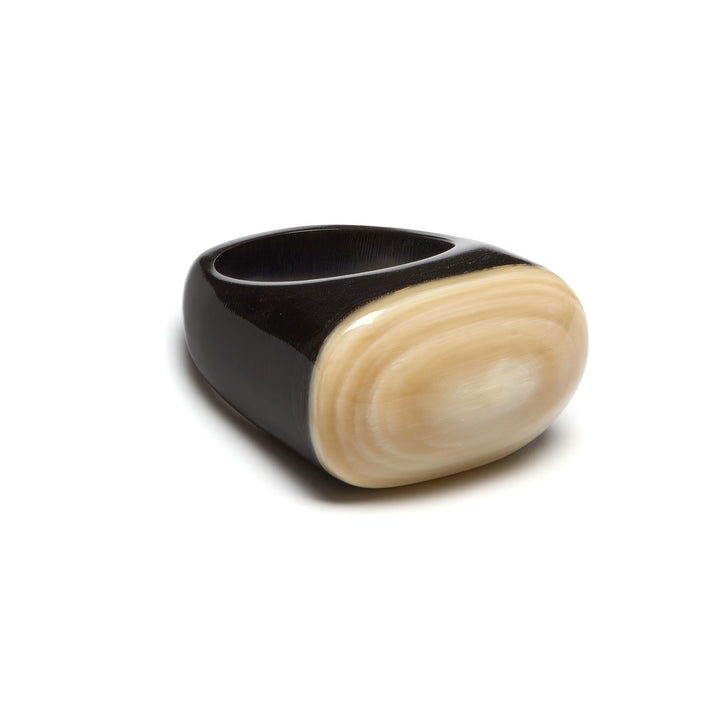 Branch Jewellery - Black and white natural horn oval shaped ring
