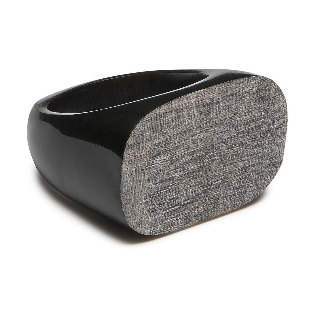 Branch Jewellery - Black and grey natural horn oval shaped statement ring