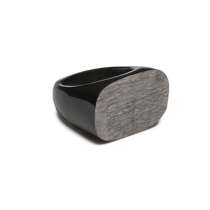 Branch Jewellery - Black and grey natural horn oval shaped statement ring