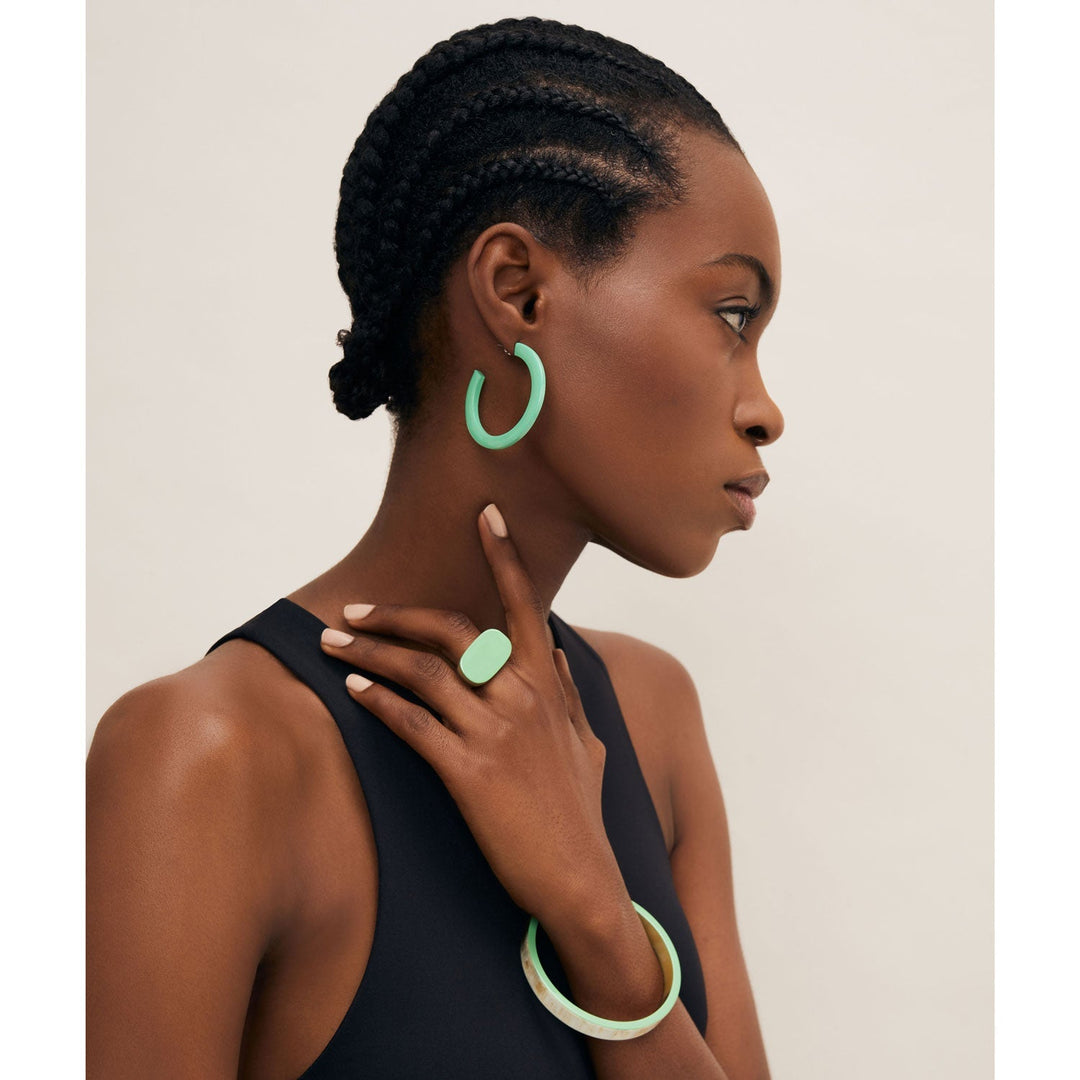Branch Jewellery - mint green lacquered classic buffalo horn hoop