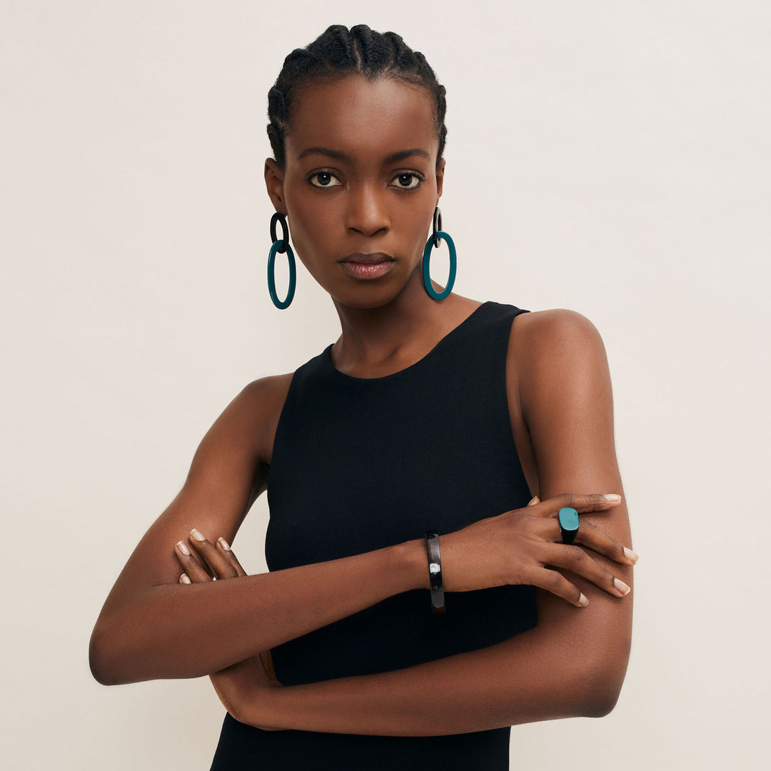 Branch Jewellery - Black and teal natural horn statement jewellery collection