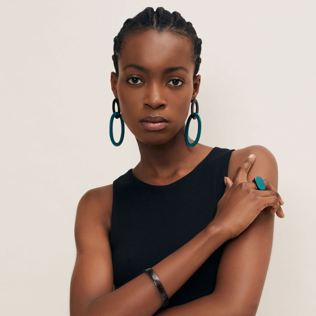 Branch Jewellery - Black and teal natural horn statement jewellery collection