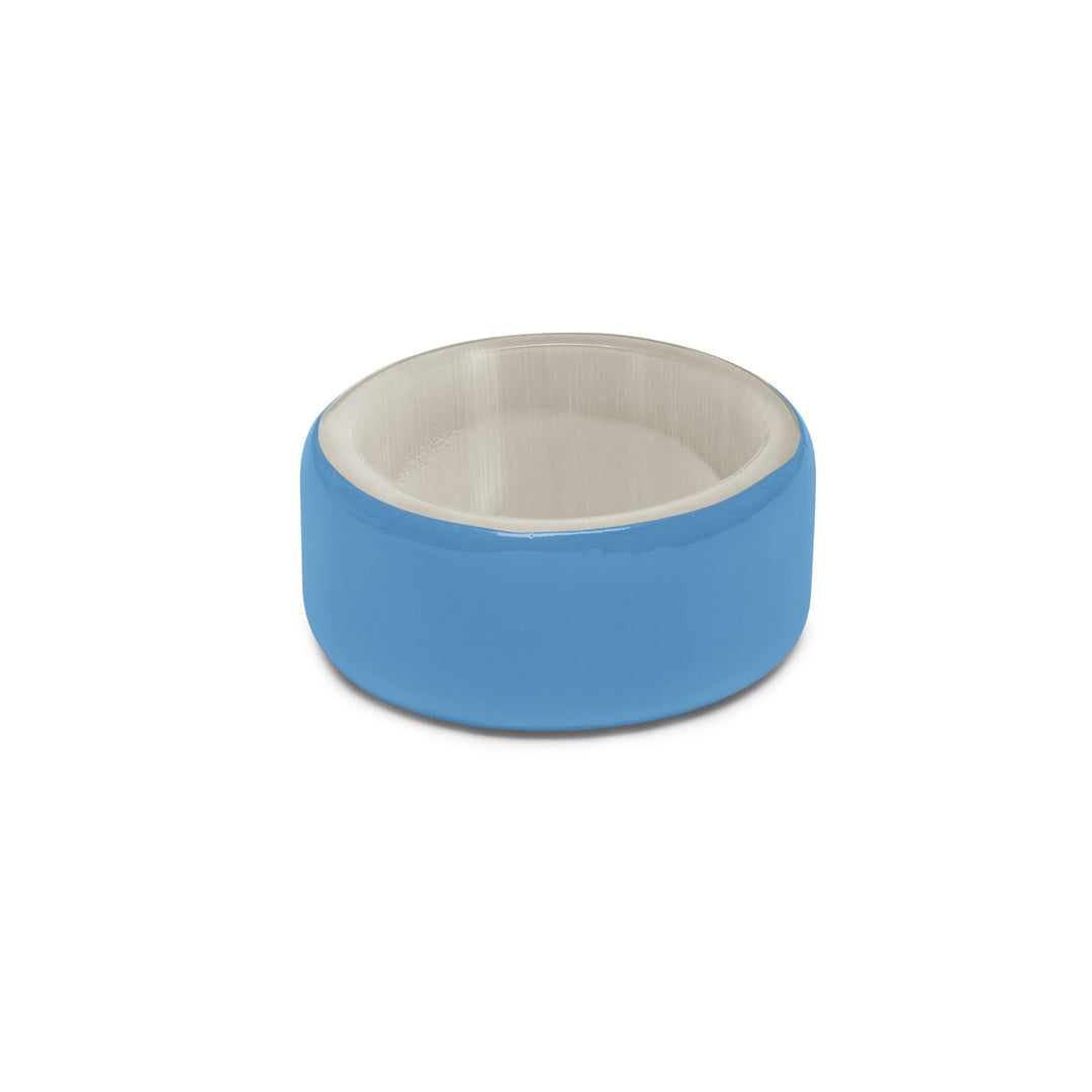 Branch Jewellery - Brown natural and lacquered light blue buffalo horn band ring