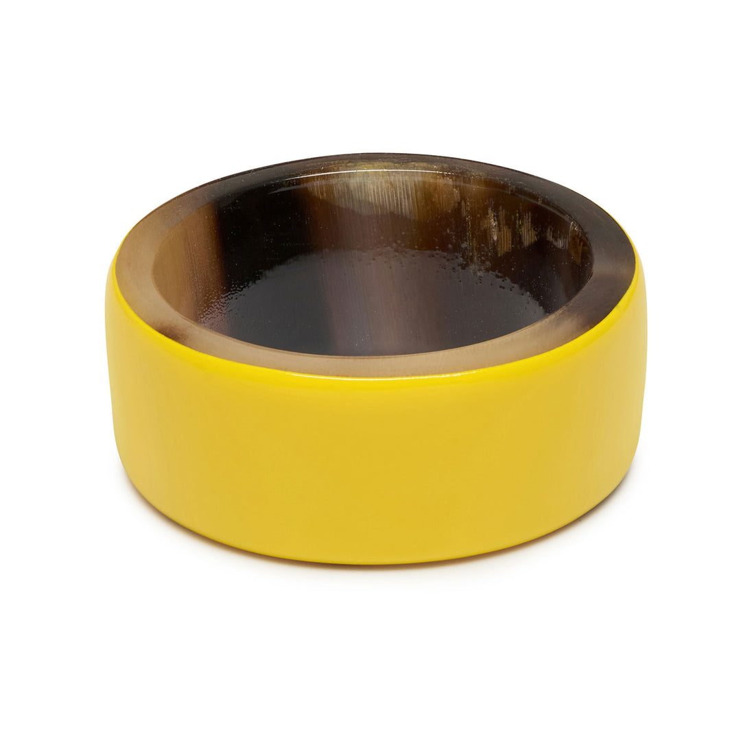 Branch Jewellery - Brown natural and lacquered yellow buffalo horn band ring