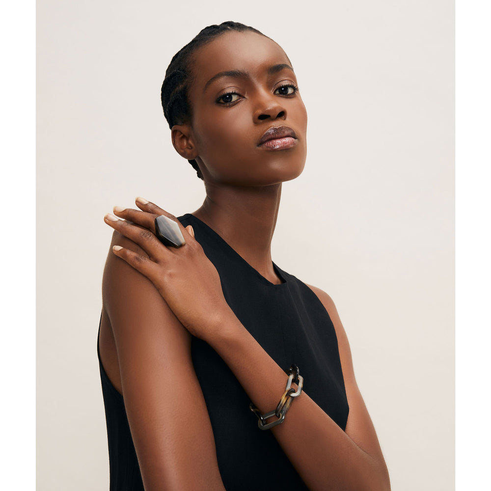 Branch Jewellery - Brown natural abstract shaped horn statement ring