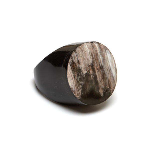 Branch jewellery - Black round natural buffalo horn ring